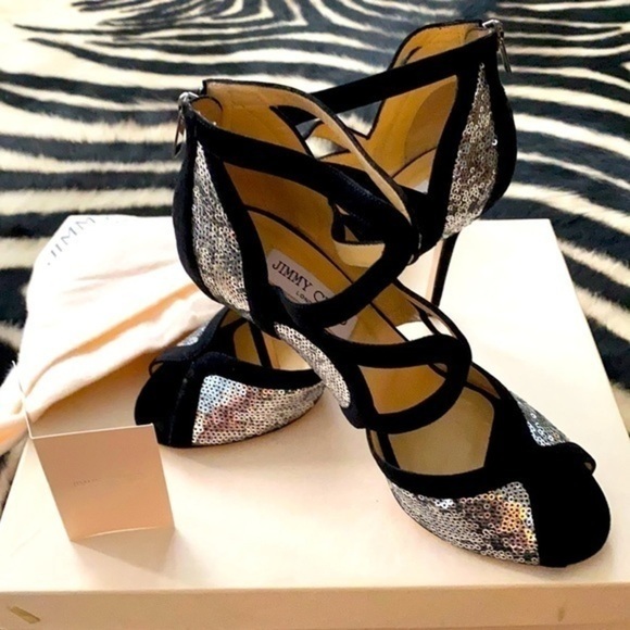 Jimmy Choo classic edition shoes Sequins/Silver black limited edition elegant - Picture 4 of 15
